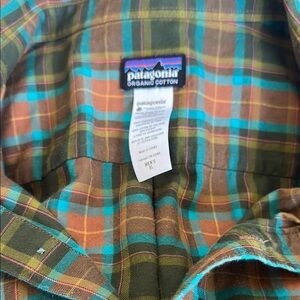 Patagonia Organic Cotton Plaid Shirt in Green and Orange